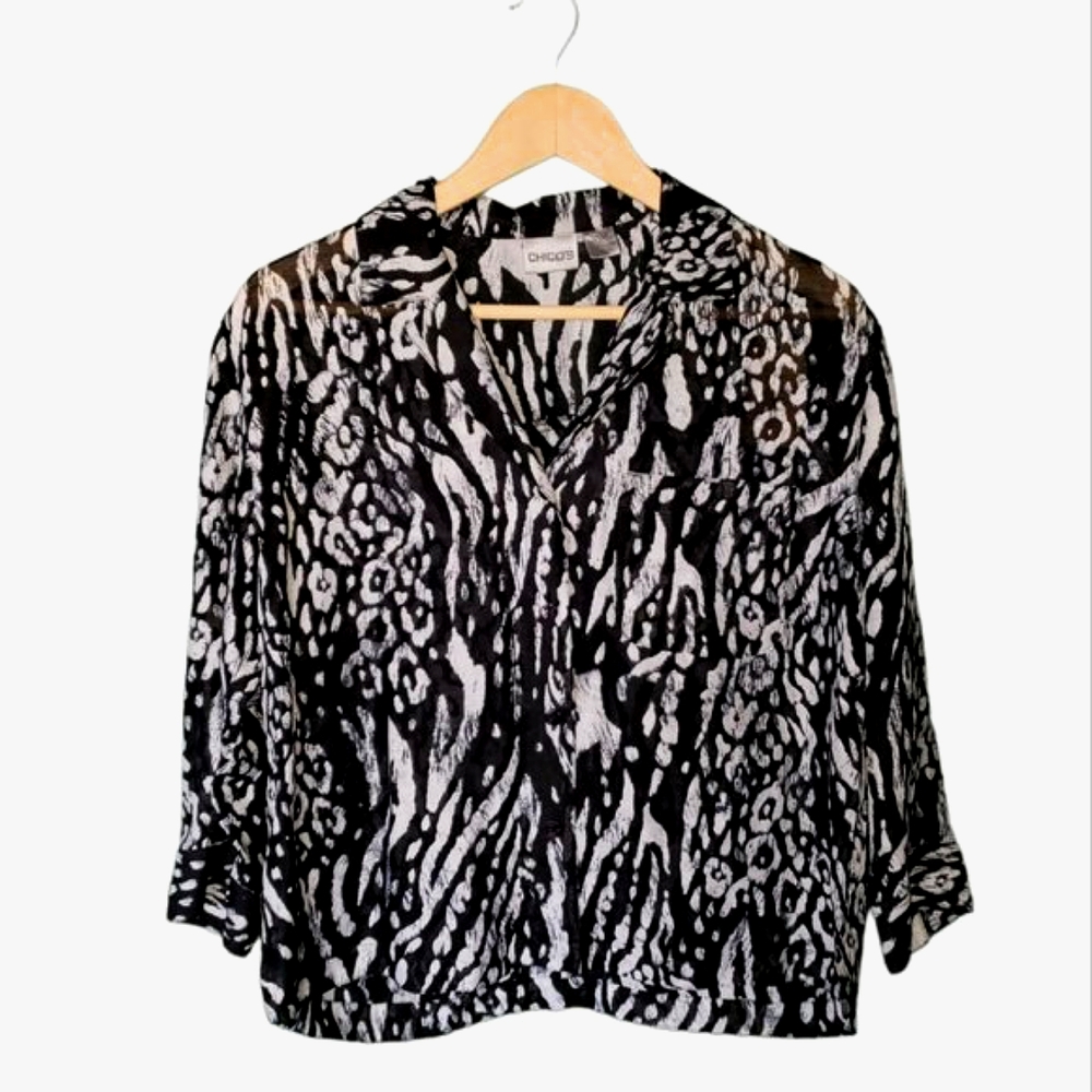 Chicos Animal Print Button Up Shirt